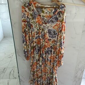 Kivari Floral Dress in Orange and Purple